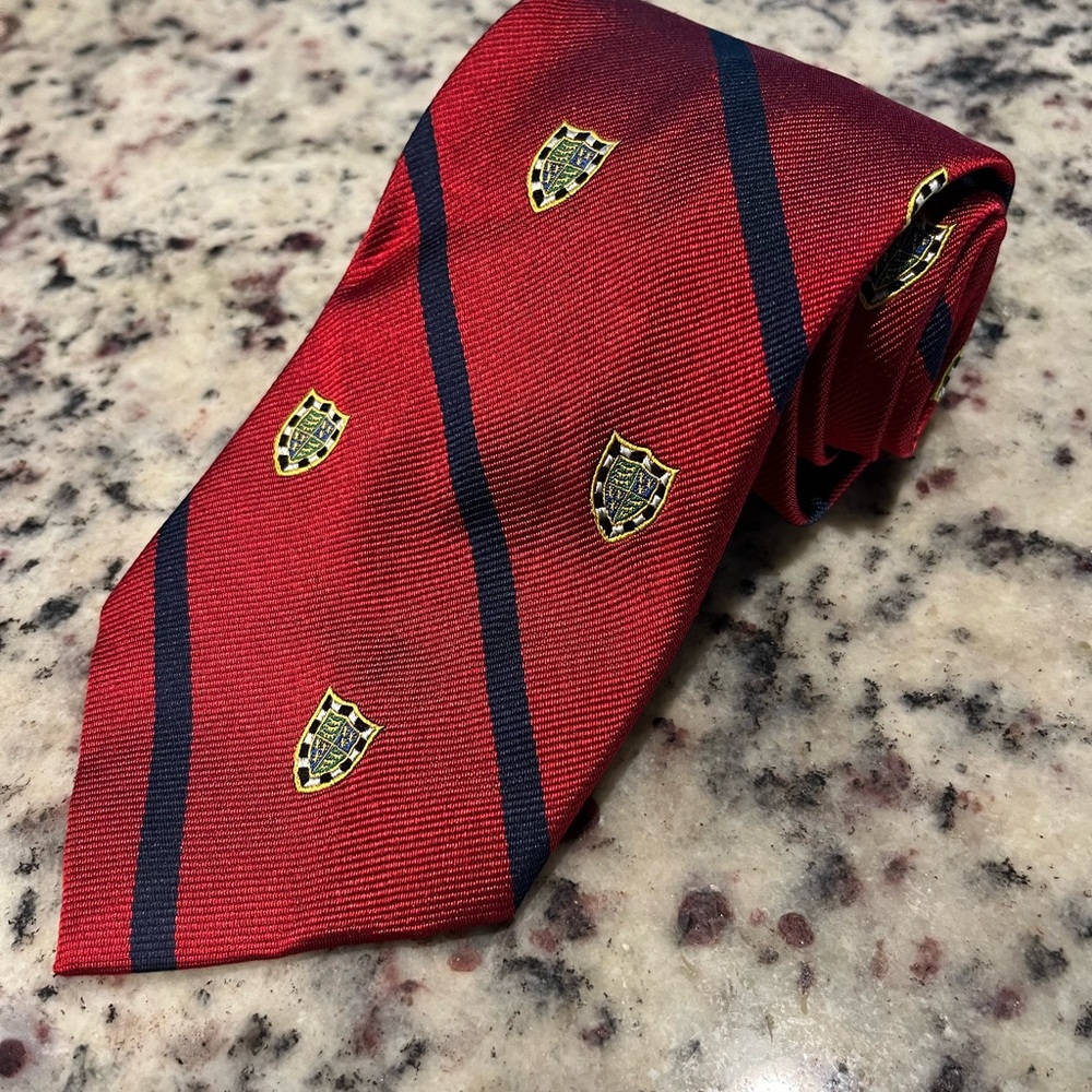 Polo Ralph Lauren Handmade in Italy 100% Silk Tie red blue. Blue/Red